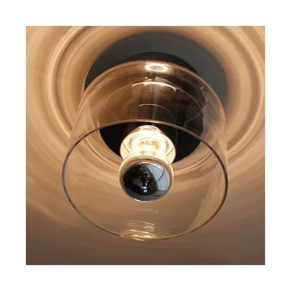 Modern 1 Light Flush Mount with Clear Glass Shade Chrome Cylinder Flush Mount Fixture