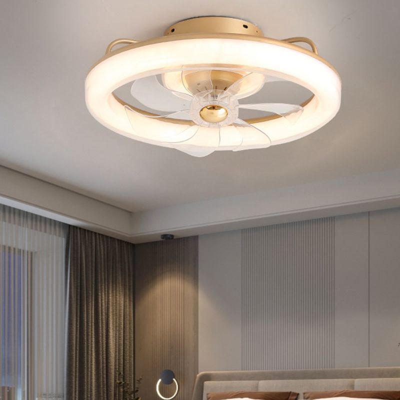 Metal Round Shape Ceiling Fans Modern Style 2 Lights Ceiling Fan Fixtures