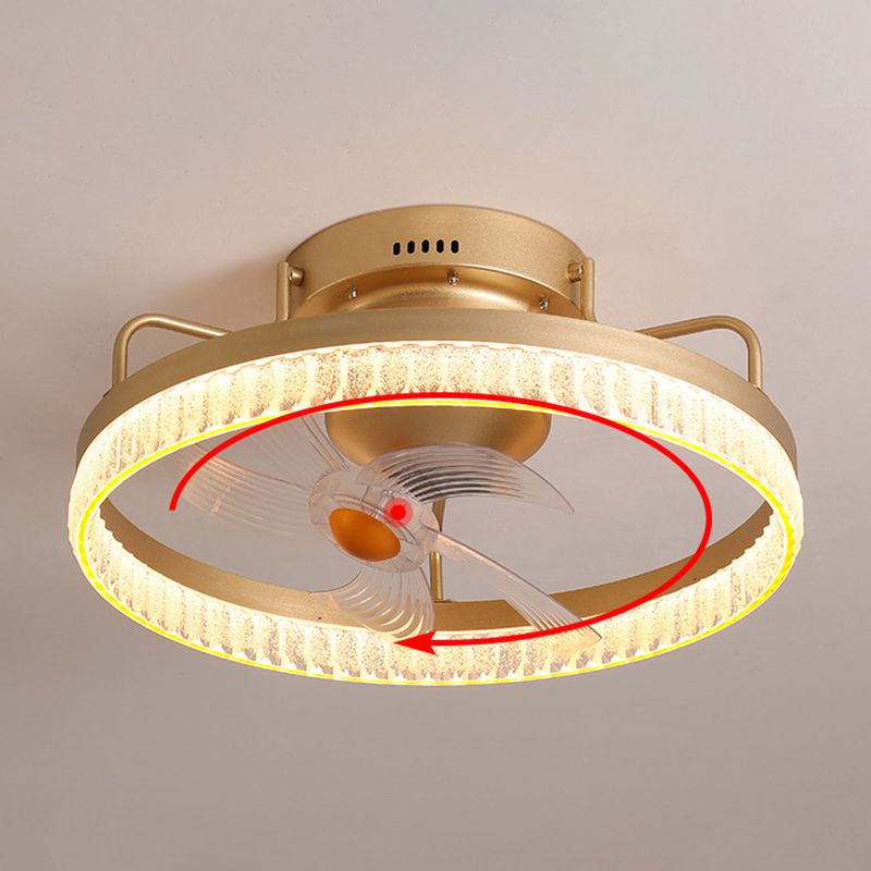 Circle Metal Ceiling Fan Light Simple LED Ceiling Light Fixture for Bedroom