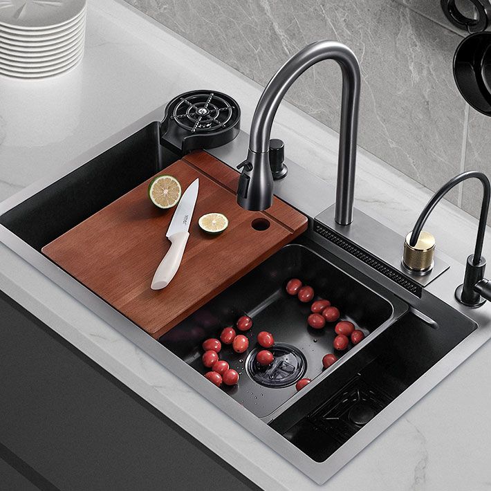 Contemporary Black Sink Stainless Steel Kitchen Sink with Soundproofing