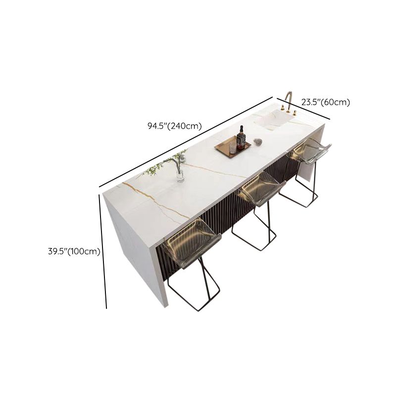 Contemporary White Marble Rectangle Bar Table for Kitchen Dining Room