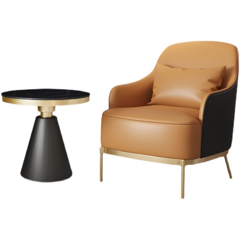 Glam Round Arms Basic Four Leg Accent Armchair with Chrome Base