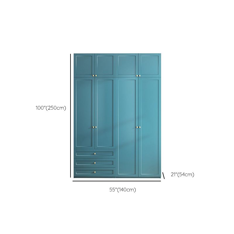 Modern Blue Bedroom Armoire Manufactured Wood Wardrobe Armoire