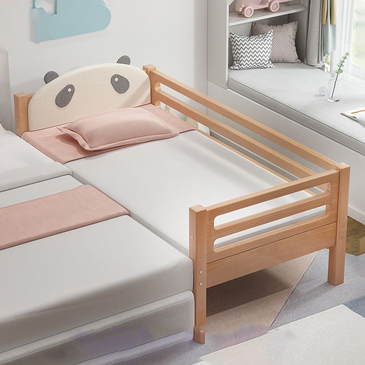 Nordic Style Solid Beech Nursery Bed with Mattress and Guardrail