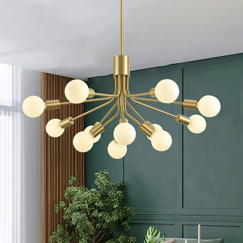 Sputnik Chandelier Lighting Contemporary Metal 12 Heads Brass Pendant Light Fixture