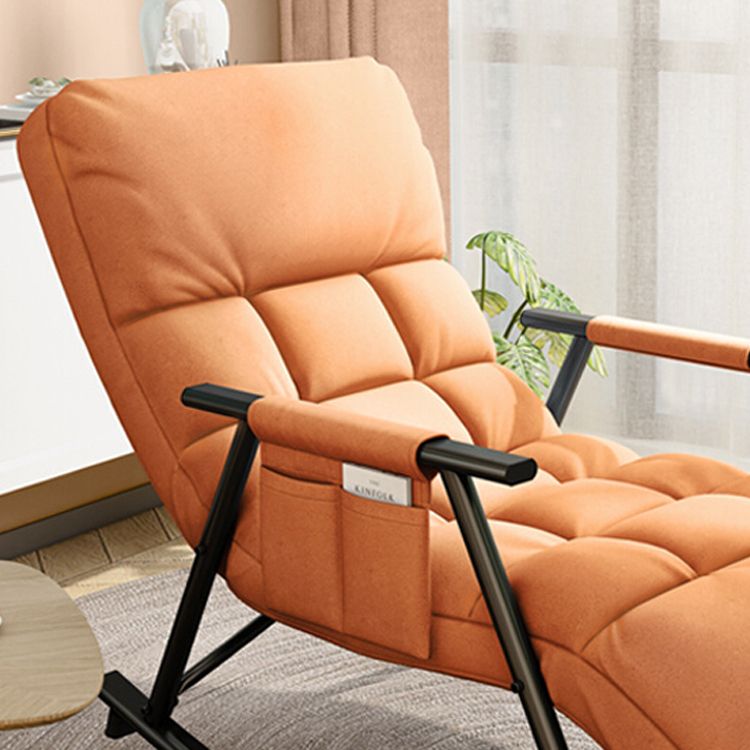 Contemporary Black Metal Base Recliner Chair with Side Pockets