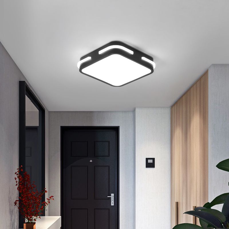 Simple Small Flush Ceiling Light Acrylic Corridor LED Flush Mount Fixture in Black