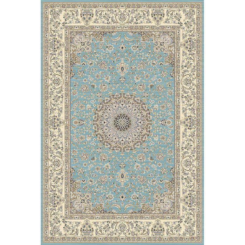 Shabby Chic Floral Print Rug Multi-Color Polyster Area Rug Anti-Slip Pet Friendly Carpet for Living Room