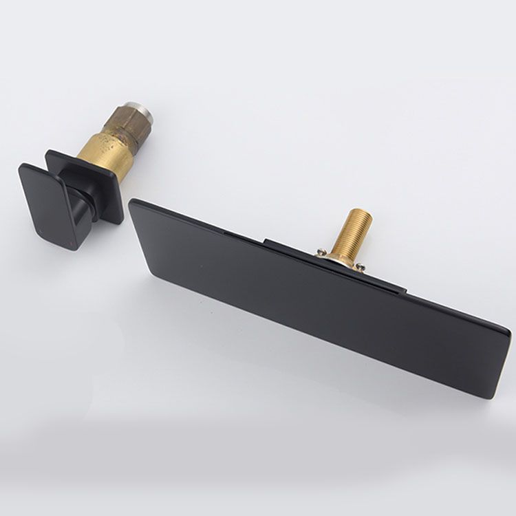 Square Brass Tub Faucet in Black with Single Handle Bathroom Faucet