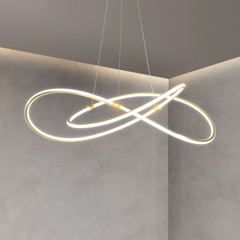 Twisted Suspended Lighting Fixture Modern Chandeliers For Dining Room Metal Chandelier