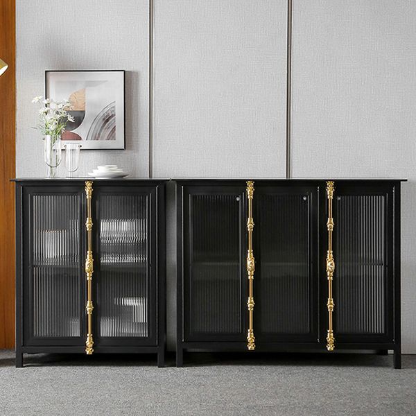 Industrial Glass Doors Curio Cabinet Metal Storage Cabinet with Legs for Living Room