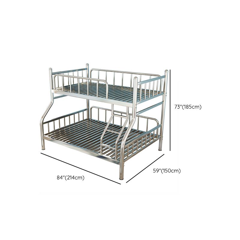 Contemporary Silver Bunk Bed with Guardrail and Built-In Ladder