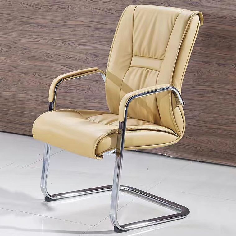 Padded Arms Leather Office Chair Upholstered Back Desk Chair