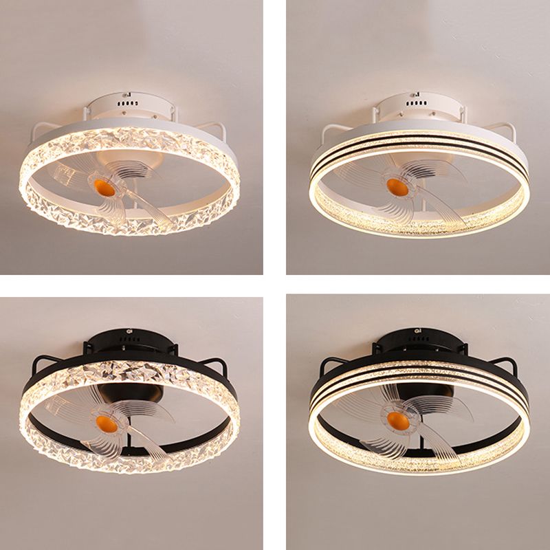 Metal Round Shape Ceiling Fans Light Modern 1-Light Ceiling Fan Light