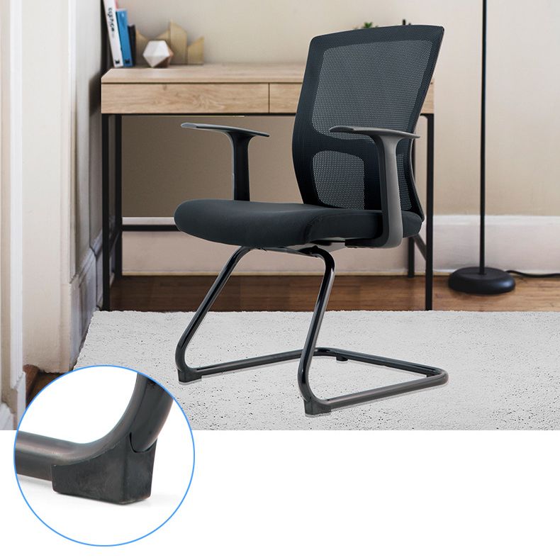 Modern Arms Included Chair Mid-Back Mesh Desk Chair in Black