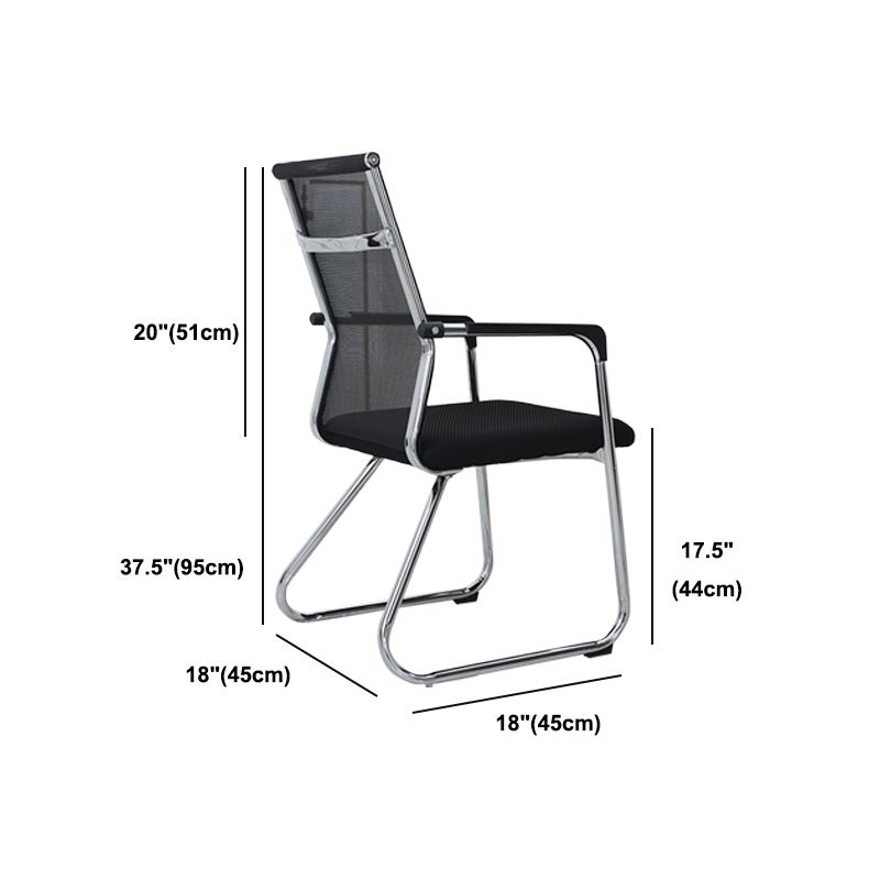 Contemporary Fixed Arms Desk Chair Ergonomic Mid-Back Desk Chair