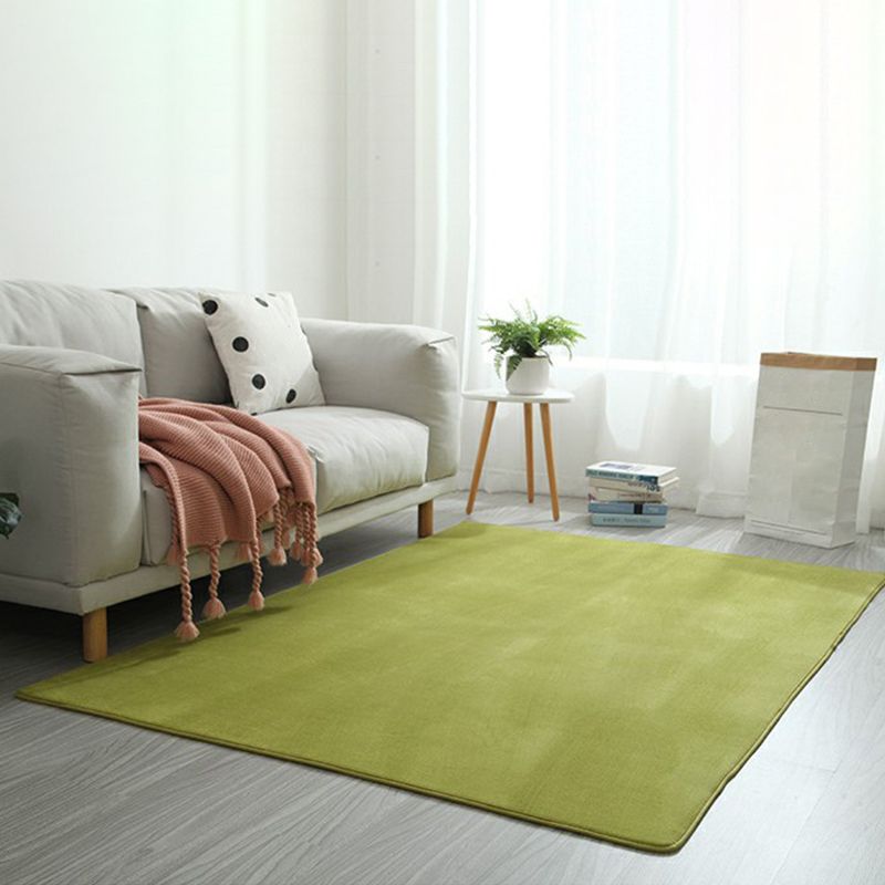 Casual Plain Rug Green and Grey Nordic Rug Polyester Washable Anti-Slip Backing Area Rug for Living Room