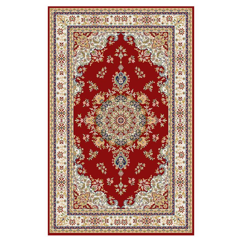 Fancy Traditional Area Rug Brown Polyester Area Carpet Stain Resistant Rug for Home Decor