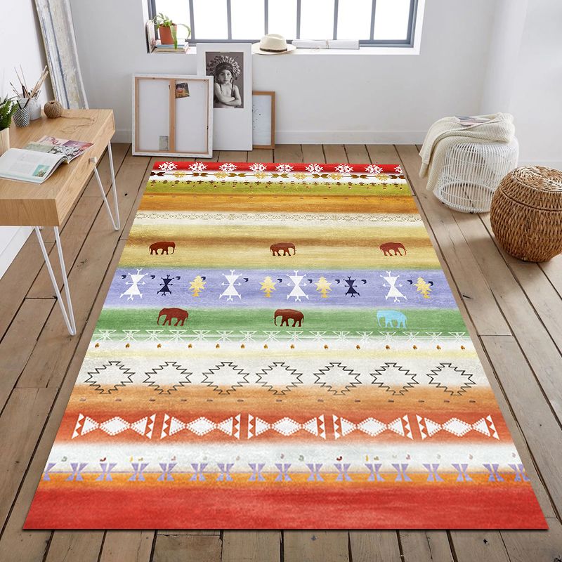 Tapis à imprimé tribal du sud-ouest tapis en polypropylène multicolore tapis lavable antidérapant pour animaux de compagnie pour salle familiale