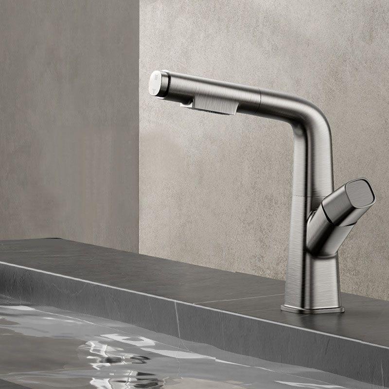 Single Handle Bathroom Faucet Modern Style Widespread Sink Faucet with Brass Material