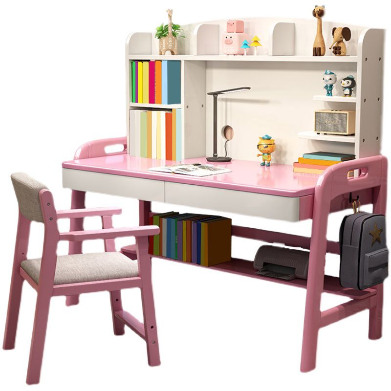 Modern Rubber Wood Study Desk Multifunctional Lifting Desk with Drawer Home Computer Desk