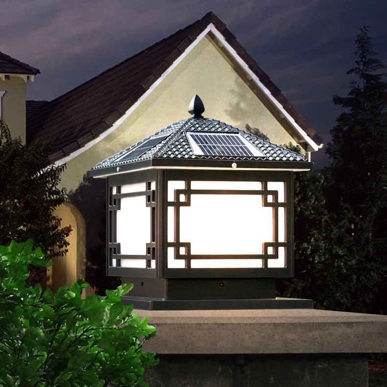 Household Pillar Lamp Creative Solar Lamp with Acrylic Shade for Backyard