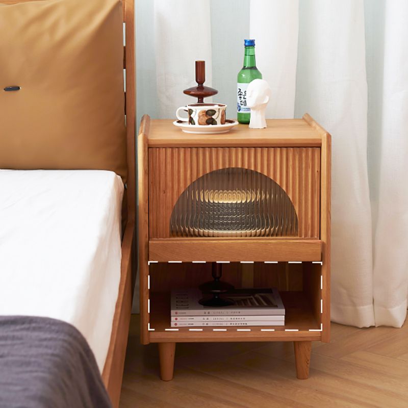 Contemporary Bed Nightstand Solid Wood Bedside Cabinet for Bedroom