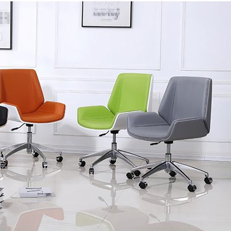 Silver Metal Modern Conference Chair Mid-Back and Leather Conference Chair