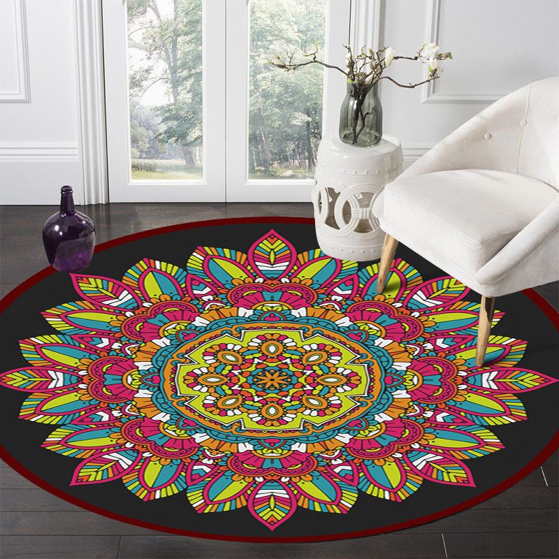 Multi-Color Gorgeous Moroccan Rug Classical Floral Design Polyester Carpet Non-Slip Backing Indoor Carpet for Home Decoration