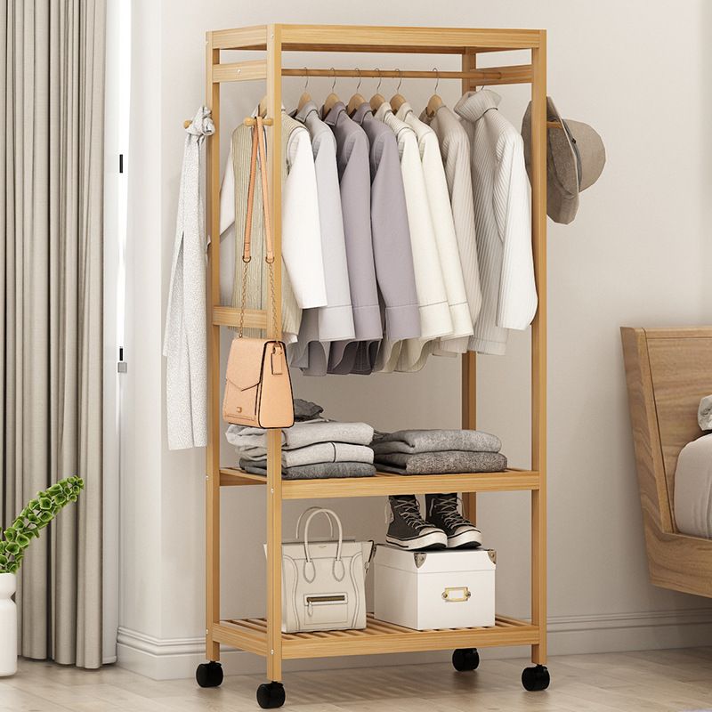 Wooden Coat Rack Modern Style Minimalist Household Floor-standing Coat Rack with Pulley