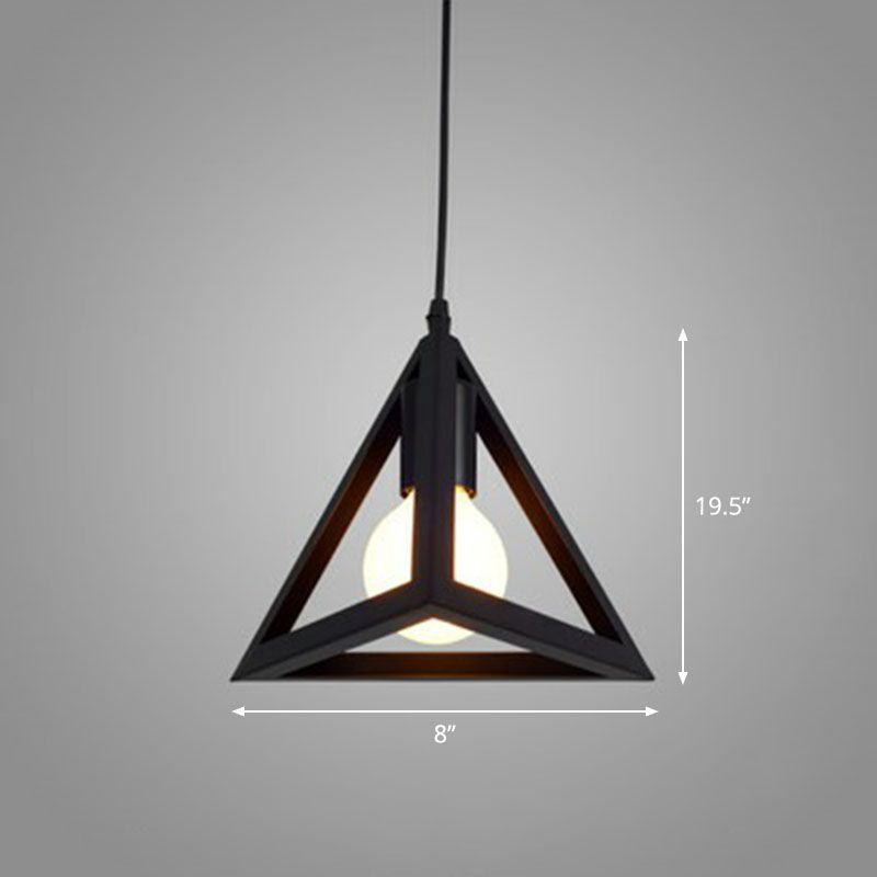 Geometric Cage Iron Hanging Light Simplicity 1 Bulb Corridor Pendant Light Fixture in Black