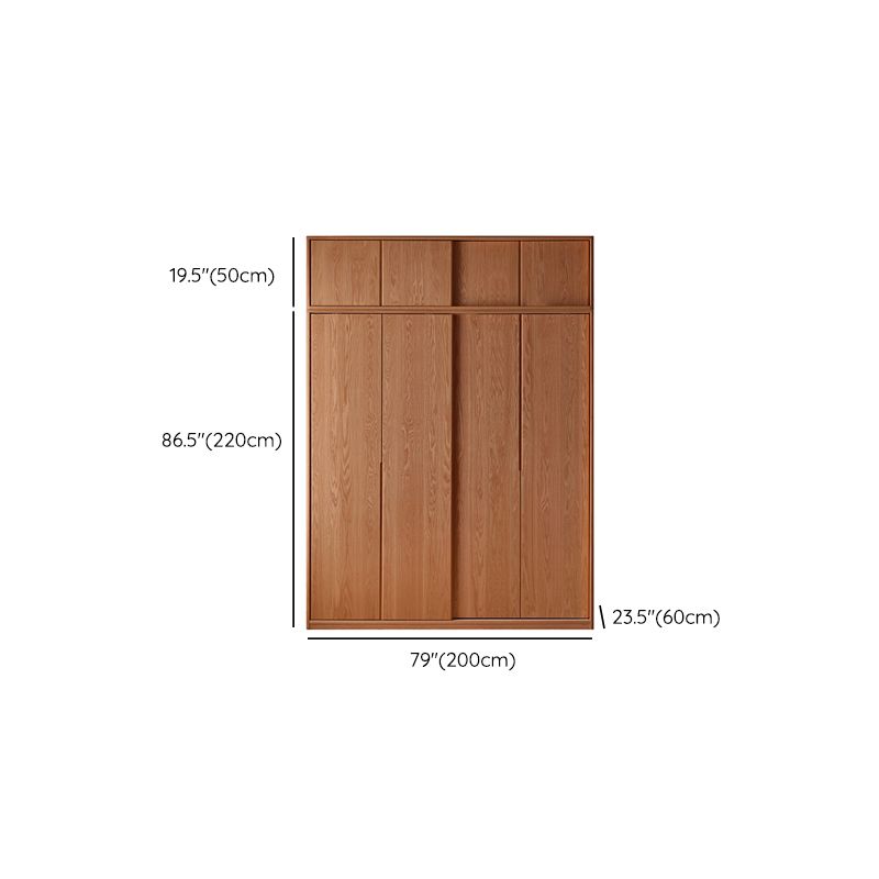 Solid Wood Wardrobe Modern Walnut Armoire Cabinet for Bedroom