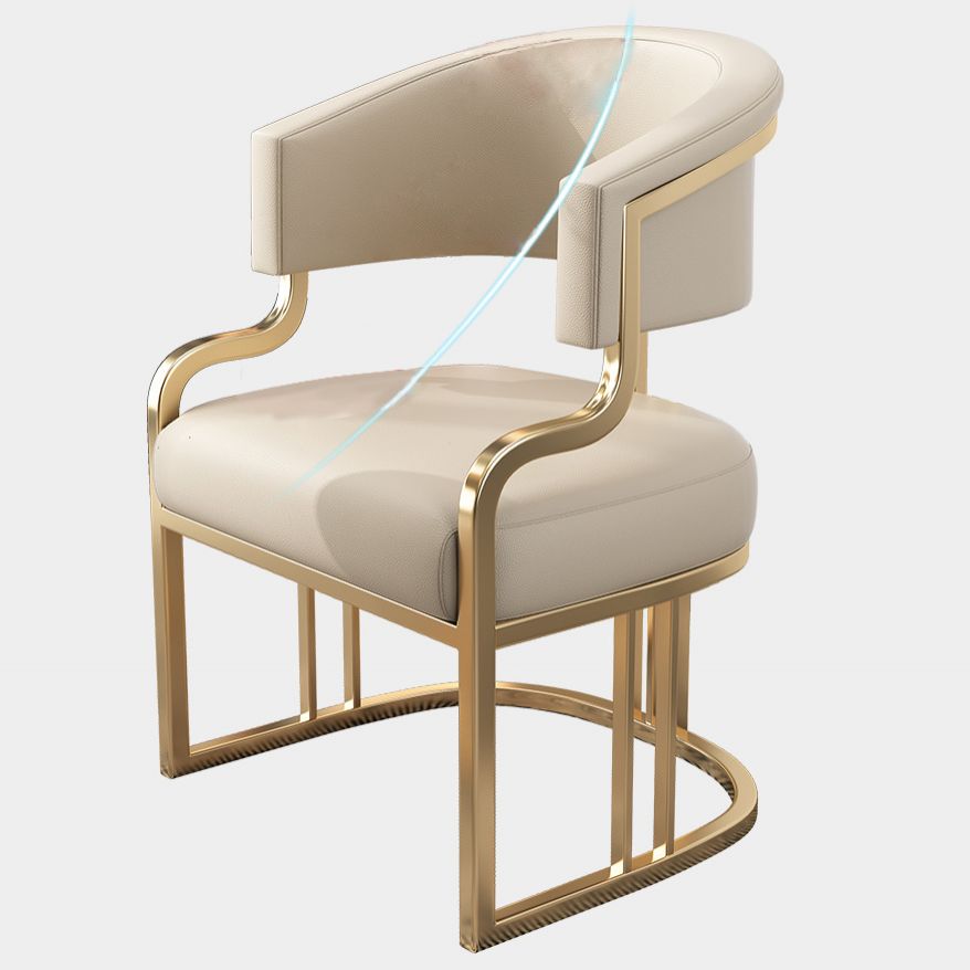 Glam Indoor Gold Base Open Back Upholstered Dining Arm Chair