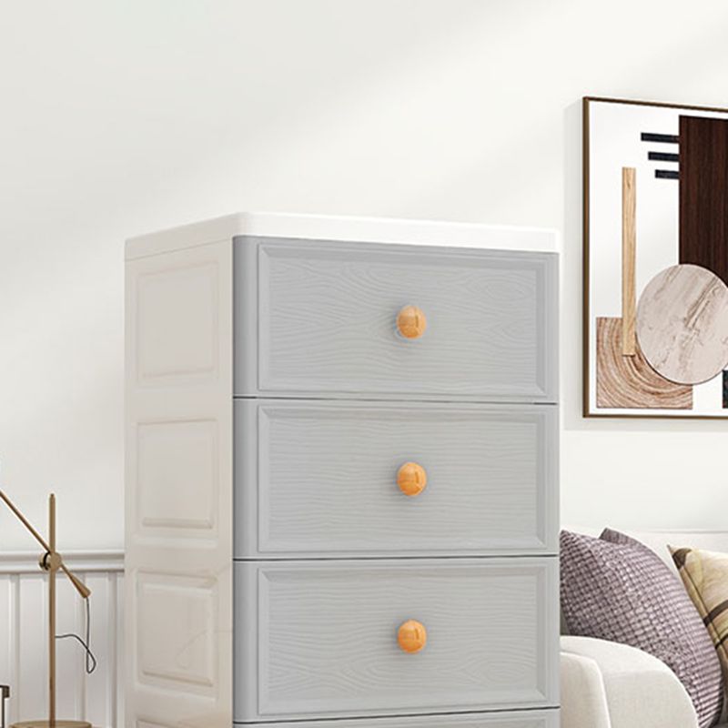 Ultra-Modern Plastic Kids Dressers Vertical Kids Furniture with Drawers for Bedroom