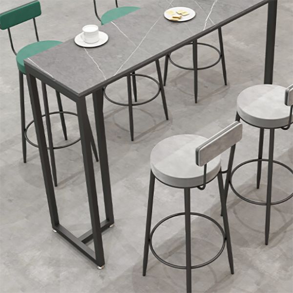 Industrial Style Rectangle Bar Table Stone Fixed Bar Dining Table