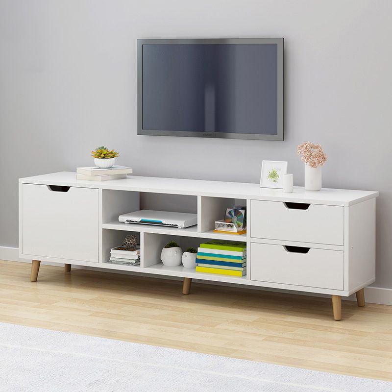 Open Shelving TV Media Stand Scandinavian TV Media Console with Drawers