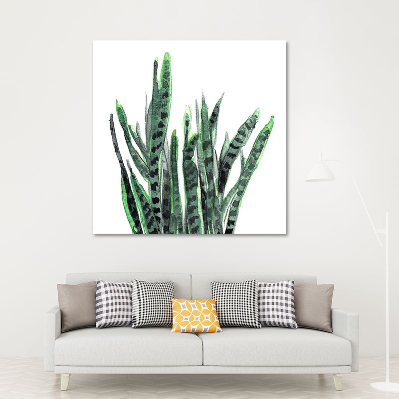 Stylish Tropical Plant Leaves Art Print for Bedroom Botanical Wall Decor in Green