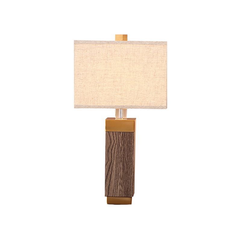 Modernist 1 Bulb Task Light Flaxen Rectangular Nightstand Lamp with Fabric Shade