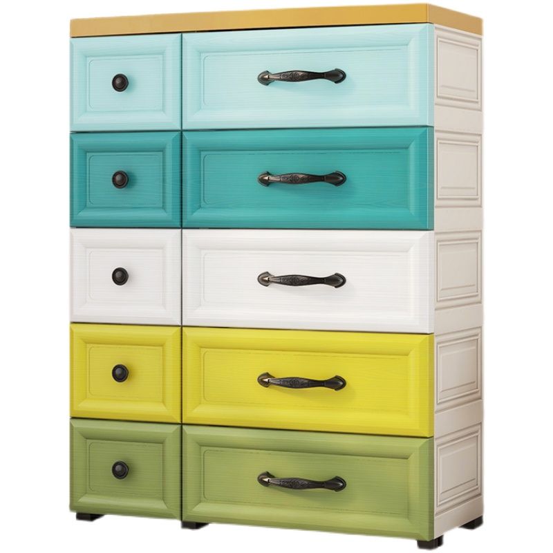 Scandinavian Plastic Vertical Kids Nightstand with Drawers for Bedroom