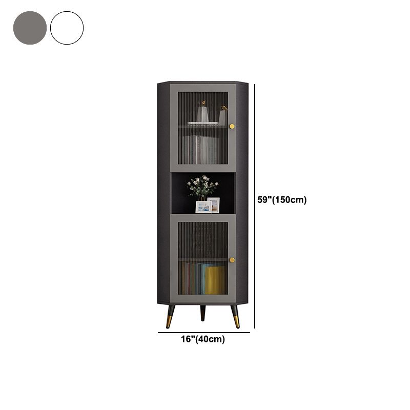 Modern Accent Cabinet with 2 Glass Doors and Storage Shelf Cabinet