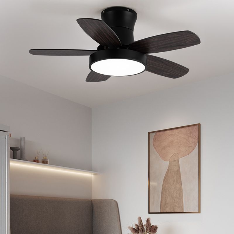 Round Ceiling Fan Light Kids Style Metal Single Light LED Flush Light for Bedroom