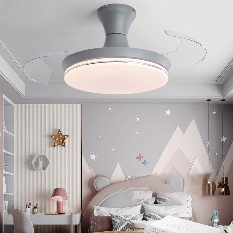 Invisible Blades Fan Light Frequency Conversion Children's Bedroom LED Semi Flush Light