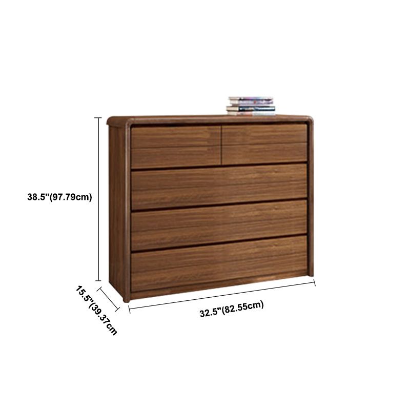 Wooden Brown Storage Chest Modern Style Storage Chest Dresser with Drawers