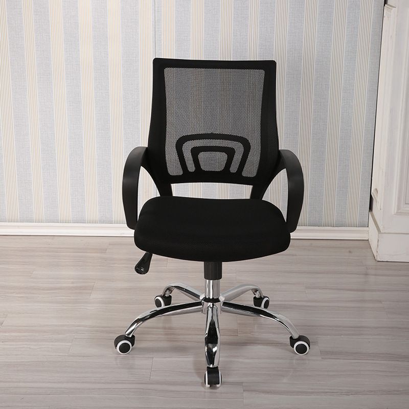 Modern Desk Chair in Black Mesh Ergonomic Computer Chair Mid-Back Chair with Wheels