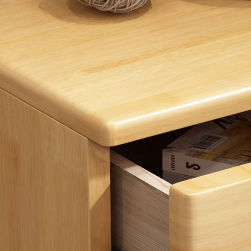 Contemporary Bed Nightstand Solid Wood Bedside Cabinet with Drawers