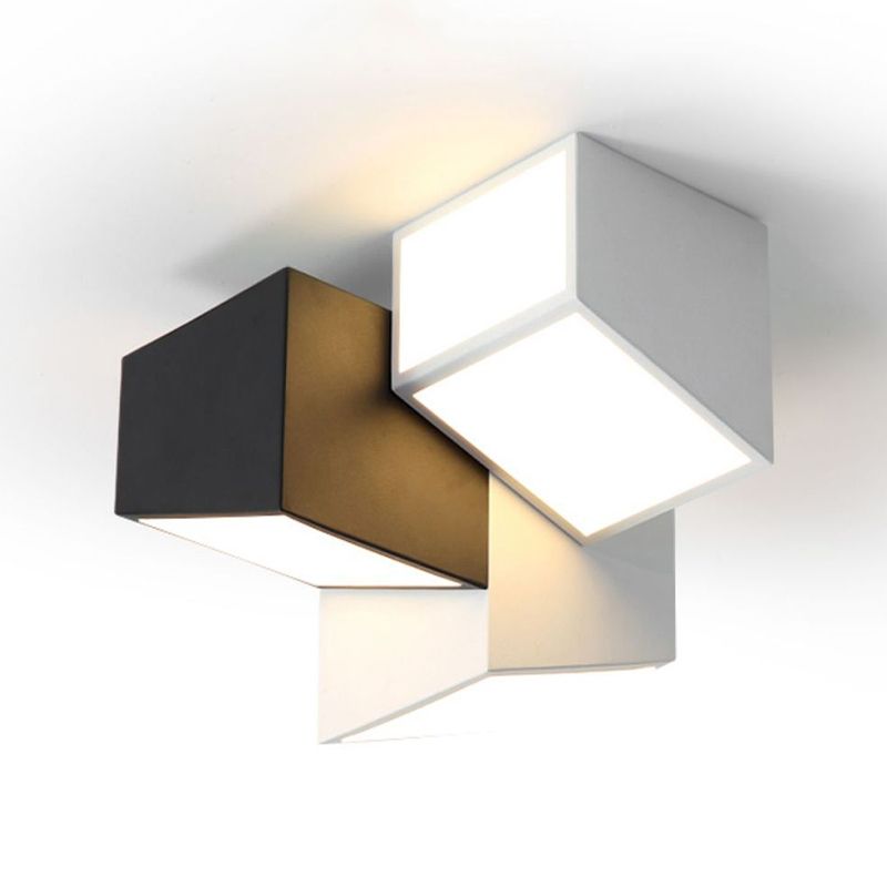 Metal Geometric Flush Light Modern 3 Lights Flush Mount Ceiling Light