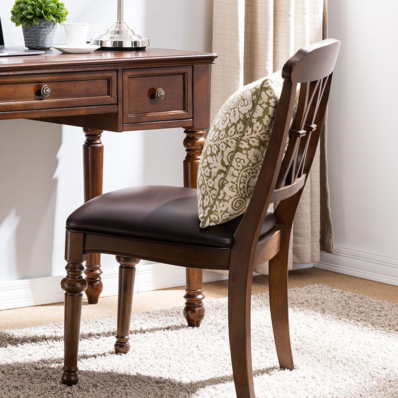 Rectangular Solid Rubberwood Office Desk with Drawers Writing Desk