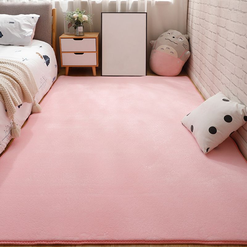 Minimalist Bedroom Rug Multi Color Solid Color Area Rug Cotton Blend Non-Slip Backing Stain-Resistant Easy Care Area Carpet