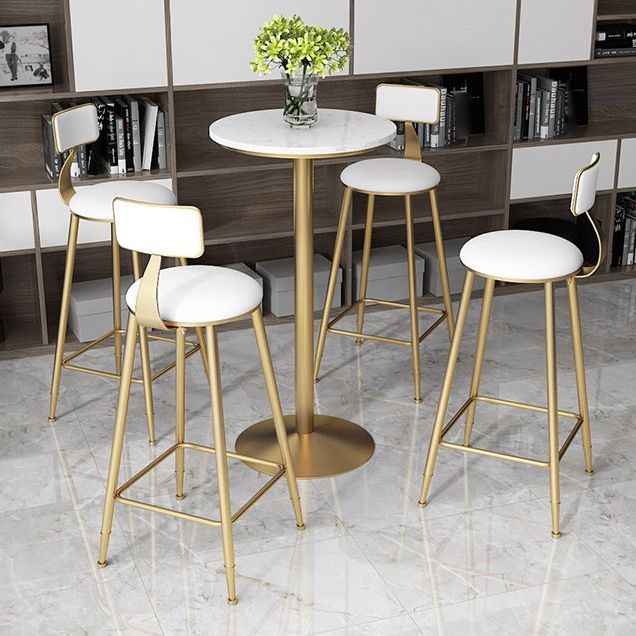 Glam Style Gold Iron Bar Table Marble Top Bistro Table - 21.6"W x 41.3"H