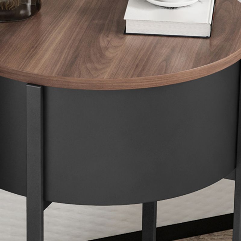 Modern Imitation Wood Nightstand Modern Metal Round Accent Table Nightstand with Legs